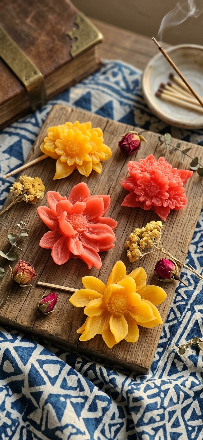 Handcrafted floral candles