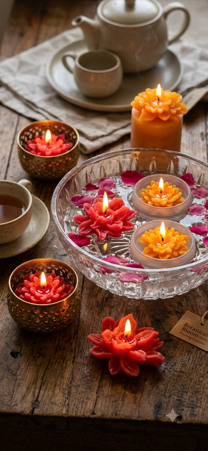 Handcrafted floral candles
