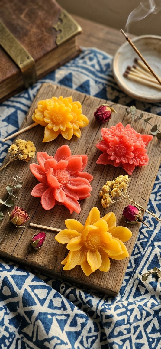 Handcrafted floral candles