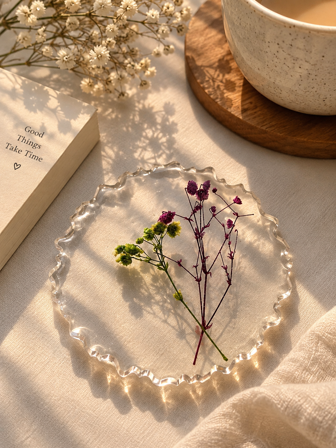 Resin floral coaster